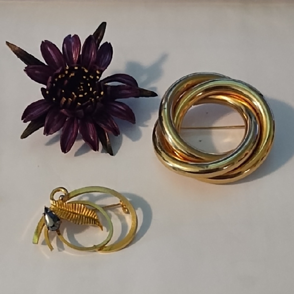 Elegant Gold and Silver Brooch Set